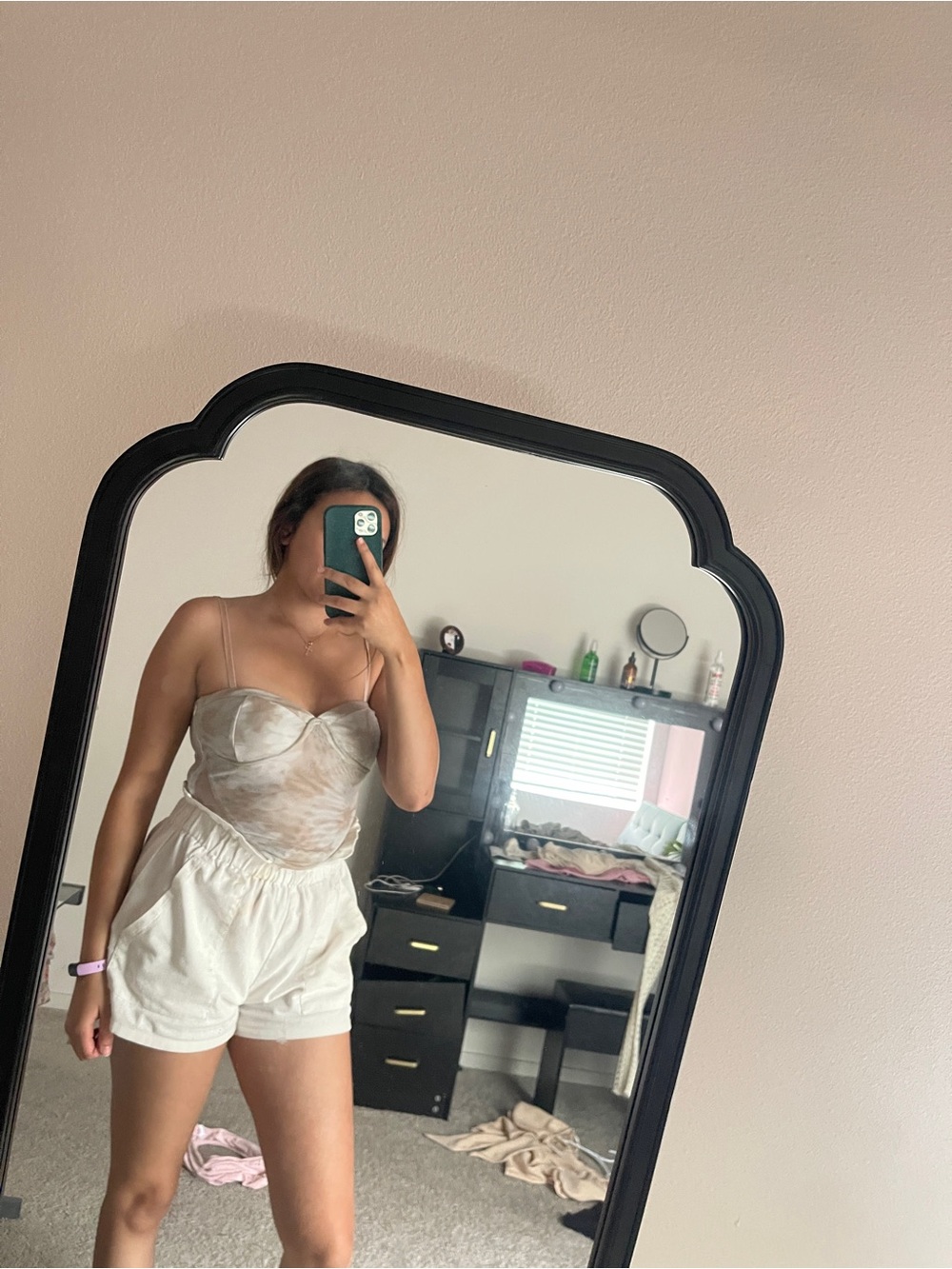 Tiger Mist Sheer Satin Bustier Cami in Cream